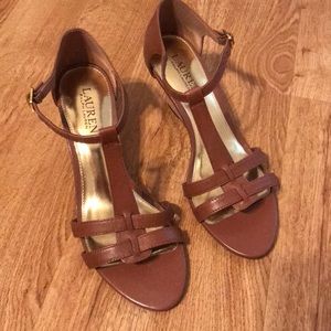 Brown Ralph Lauren Wedge Sandals